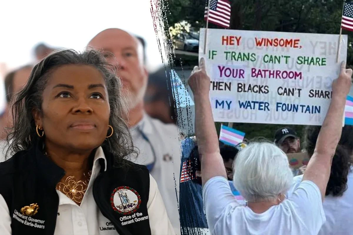 Virginia Lt. Governor Winsome Earle-Sears reacted to the racist sign targeting her at Thursday’s Arlington County, Virginia, school board meeting.